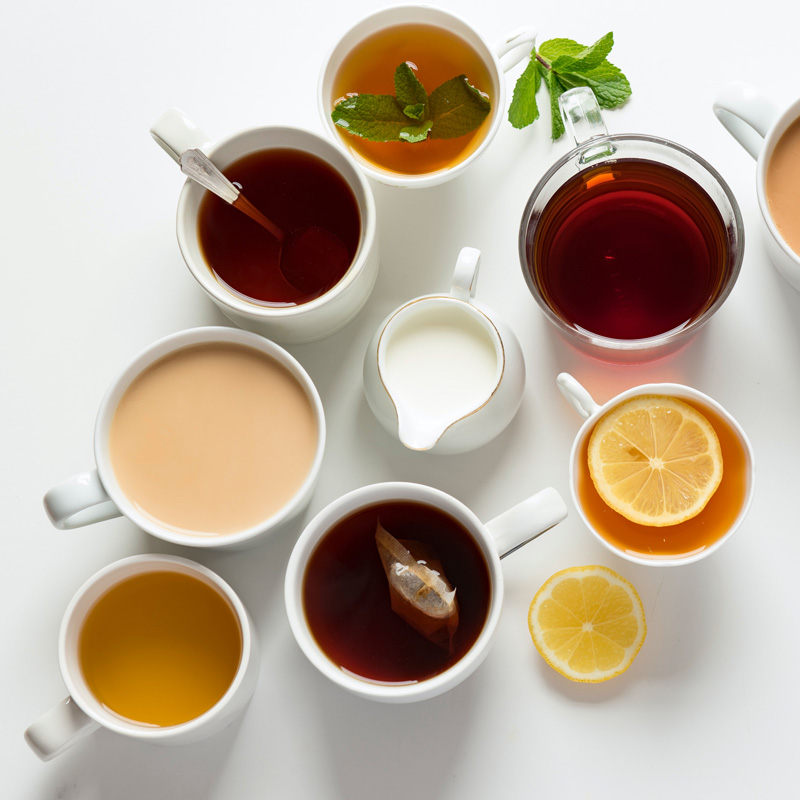 Flavoured Teas Cups on Table