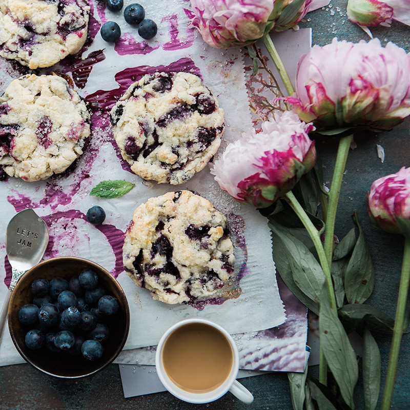 Tea Party with Blueberry and Cookies